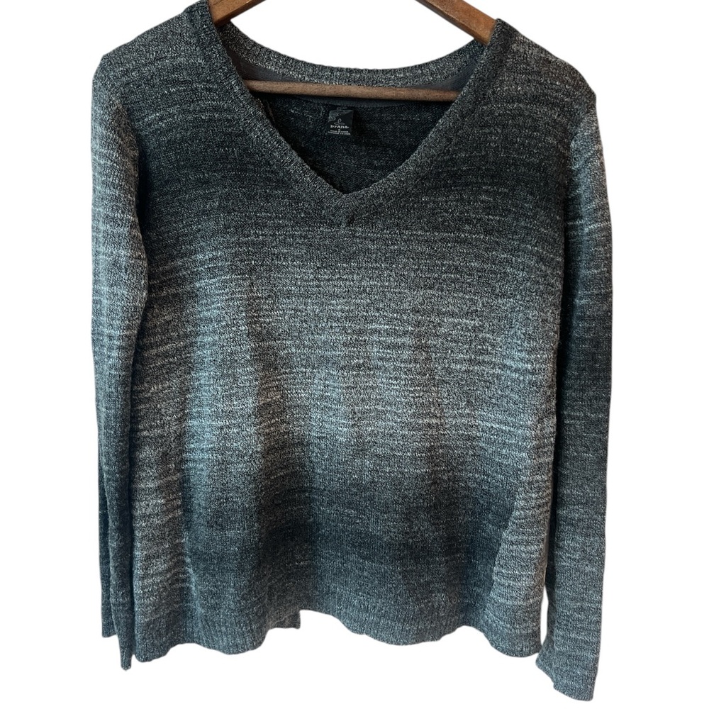 Prana Julien Charcoal Ombré Split Back V-Neck Sweater - Picture 3 of 6